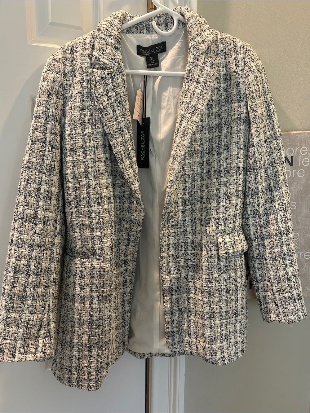 Rachel Zoe Black and White Tweed Blazer Jacket *Brand New*